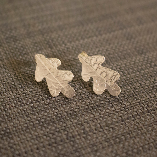 sterling silver oak leaf stud earrings by Joanne Tinley Jewellery