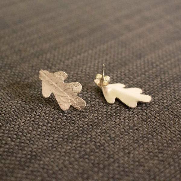 sterling silver oak leaf stud earrings by Joanne Tinley Jewellery