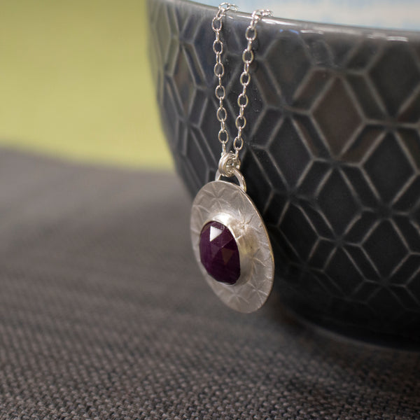 unique ruby and silver pendant by Joanne Tinley Jewellery