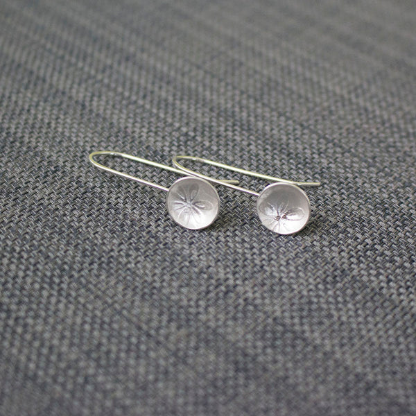 sterling silver flower disc earring at Joanne Tinley Jewellery