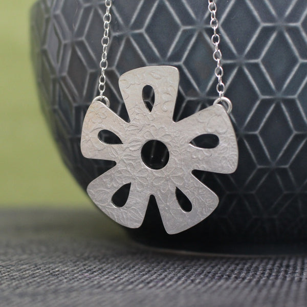 sterling silver flower pendant at Joanne Tinley Jewellery