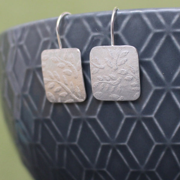 sterling silver leaf earrings at Joanne Tinley Jewellery