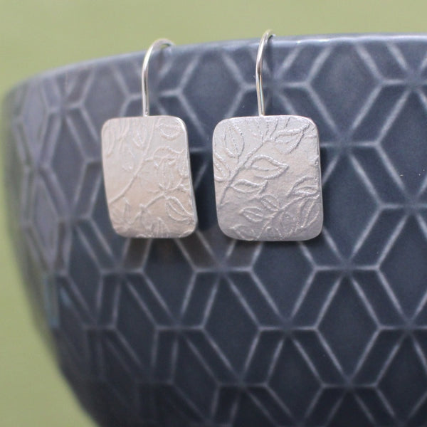 sterling silver leaf earrings at Joanne Tinley Jewellery