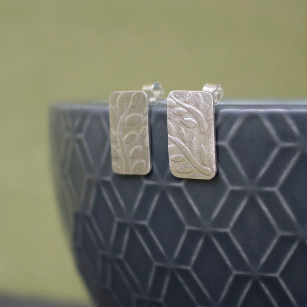 sterling silver leaf earrings at Joanne Tinley Jewellery