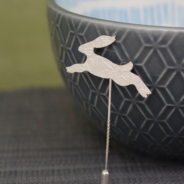 silver hare brooch pin from Joanne Tinley Jewellery