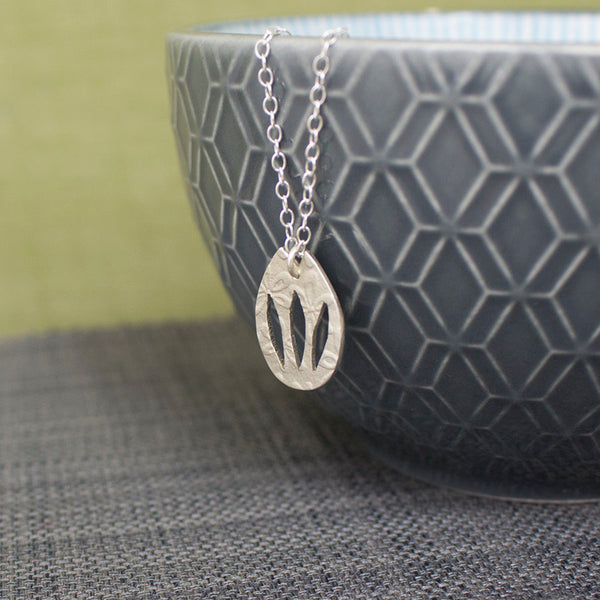 silver tulip flower pendant necklace from Joanne Tinley Jewellery