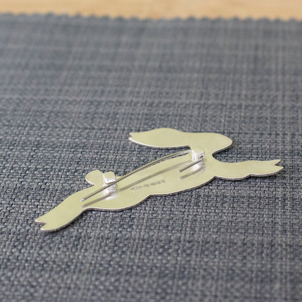 sterling silver hare brooch at Joanne Tinley Jewellery