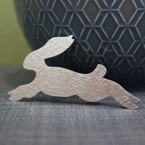 sterling silver hare brooch at Joanne Tinley Jewellery