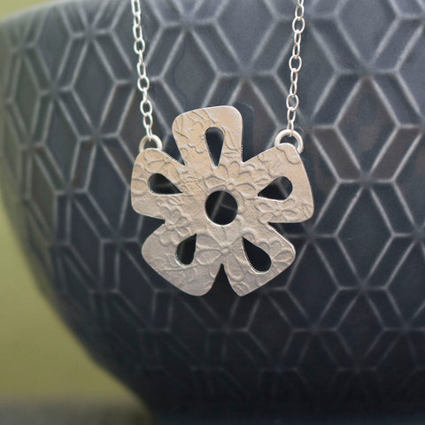 sterling silver daisy necklace at Joanne Tinley Jewellery