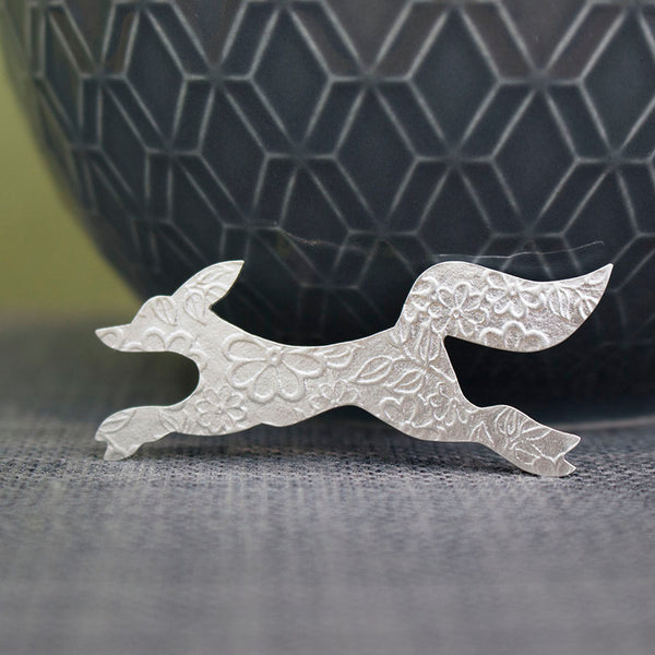 sterling silver fox brooch at Joanne Tinley Jewellery