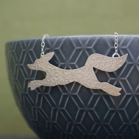 sterling silver fox necklace at Joanne Tinley Jewellery