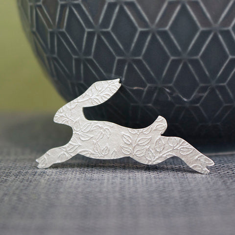 sterling silver hare pin at Joanne Tinley Jewellery