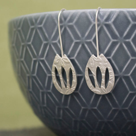 silver tulip flower earrings from Joanne Tinley Jewellery