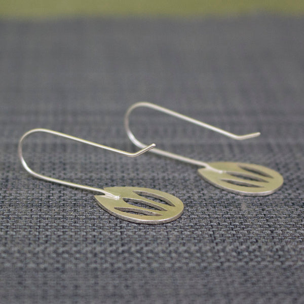 silver tulip flower earrings from Joanne Tinley Jewellery