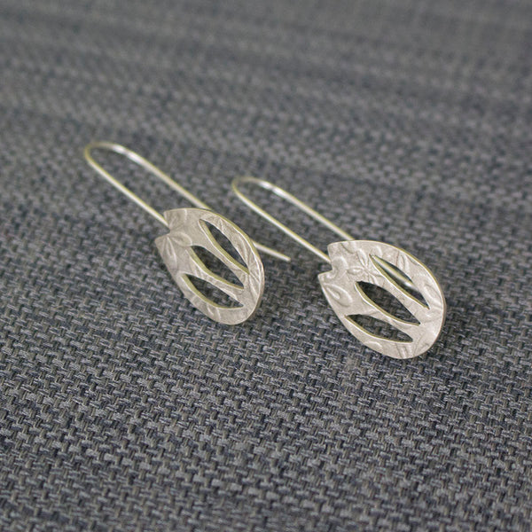 silver tulip flower earrings from Joanne Tinley Jewellery