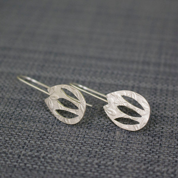 silver tulip flower earrings from Joanne Tinley Jewellery